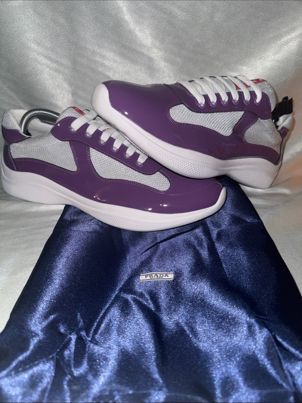 Prada Men's Purple and White Low-Top Lace-Up Sneakers!🔥New! Size: 11us - Picture 2 of 11